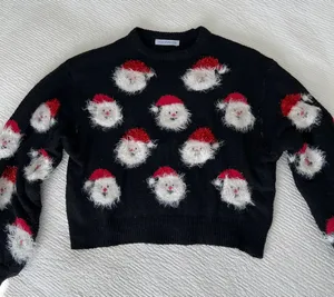 Christmas sweater black crop knit stretch size Small holiday thumbnail 1