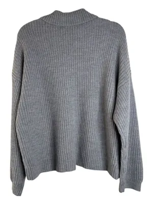 Quince Australian Merino Wool Collared Cable Cardigan Heather Grey XS thumbnail 3