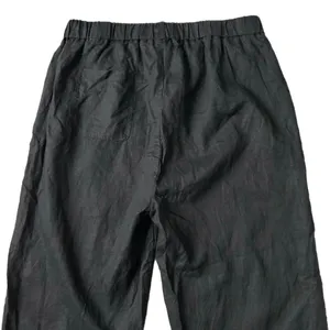 Quince 100% European Linen Wide Leg Elastic Waist Ankle Pants Black Size Large thumbnail 5