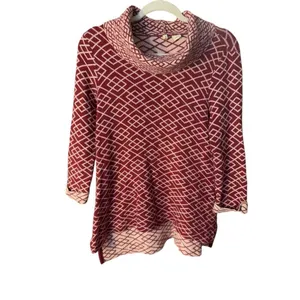 Anthropologie Moth Cowled Galena Pullover‎ Red Motif Sz small thumbnail 3