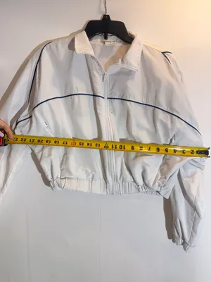Anthropologie Year of Ours White Tennis Cropped Windbreaker Athletic Jacket XS thumbnail 7
