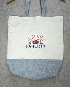 Faherty Tote Bag Unisex OS Cream Gray Coastal Sustainable Beachy Casual Academia thumbnail 1