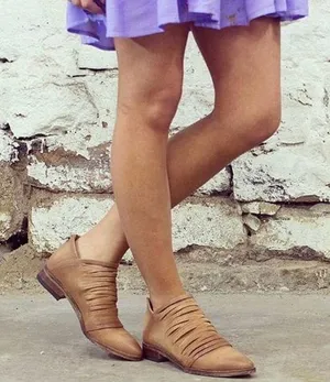 Free People Lost Valley Strappy Italian Leather Ankle Boot in Tan Sz 38/7.5 thumbnail 1