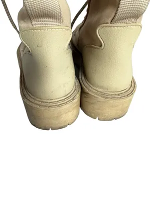 Zara Tan Canvas Lace Up Combat Boots Lug Sole Chunky Size 6.5 Women's thumbnail 9