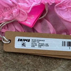 Skims Romance Chiffon Crop Top Bubblegum Size XXS thumbnail 9