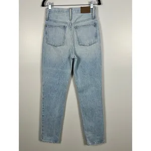 Madewell Classic‎ Straight Jeans Size 25 Blue Distressed High Rise Rigid Denim thumbnail 9