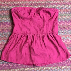 American Eagle RED PEPLUM STRAPLESS TUBE TOP thumbnail 1