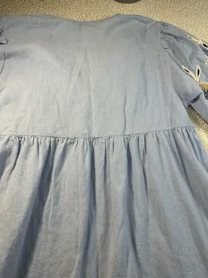 Zara Floral Embroidered Cotton Linen Dress Women’s Size S thumbnail 11