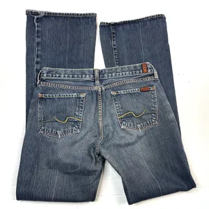 7 For All Mankind Y2K Lowrise Yellow Tan Mineral Wash Flare Jean thumbnail 2