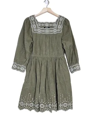 MADEWELL Womens S Embroidered Square Neck Corduroy Minidress NEW thumbnail 2