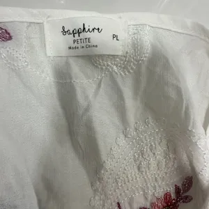 Sapphire‎ Size-PL Boho Floral Embroidered Lace Peasant Blouse White thumbnail 3