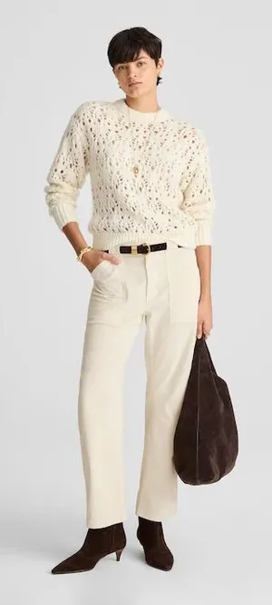 Madewell The Darted Barrel-Leg Utility Pant in Corduroy cream Women’s Sz 26 NWT thumbnail 1