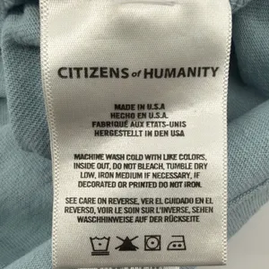 NWT Citizens of Humanity Vera Gathered Shoulder Top Small Acqua Blue Puff Sleeve thumbnail 7