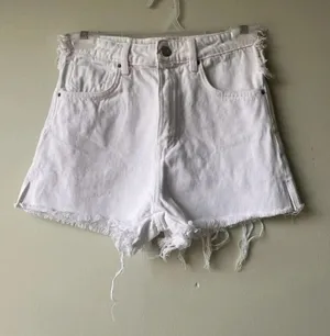 ZARA DISTRESSED FRAYED HEM WHITE JEAN SHORTS SIZE 0 Rodeo Festival Summer thumbnail 1