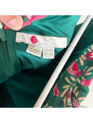 Boden EUC Women's Martha Seam Detail Dress Green Bird Print Size 6R thumbnail 8