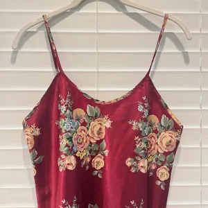 Kathryn Floral Satin Burgundy Mini‎ Slip Dress vintage Lingerie Approx Sz s thumbnail 3