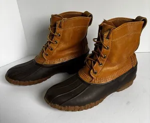 LL Bean Maine Hunting Shoe Duck Boots Women's Size 8 Brown Leather USA Vintage thumbnail 1