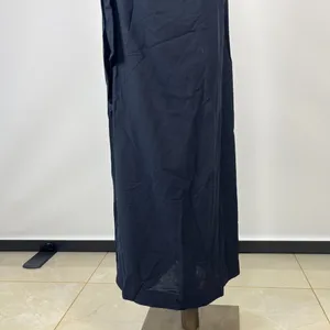 NWOT Farm Rio Linen Blend Black One Shoulder Bow Smocked Wrap Maxi Dress Sz M thumbnail 6