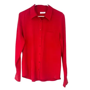 Equipment L Quinne Silk Button Down Up Top Blouse Shirt in red Luxury Basic thumbnail 2