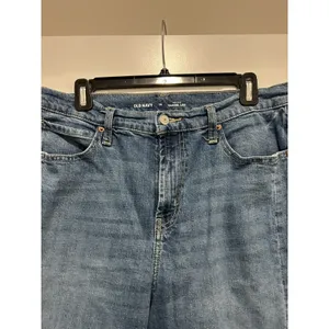 Old Navy Barrel Leg Jeans Womens 14 Blue High Rise Tapered Denim Trendy Med Wash thumbnail 2