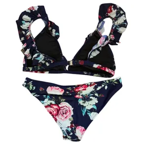 Cupshe Floral‎ Ruffle Bikini Swimsuit Two Piece Bathing Suit Medium thumbnail 7
