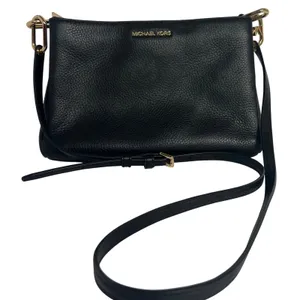 Michael‎ Kors Trisha Crossbody Women Medium Black Pebbled Leather Gold Hardware thumbnail 1