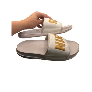 Nike White Size 6 Slide Sandals Gold Logo Casual Sporty Summer Footwear thumbnail 6