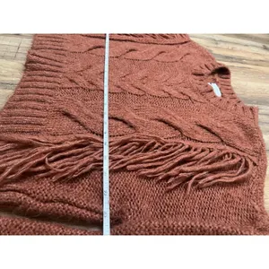 Urban Outfitters Faye Shimmer Fringe‎ Cable Knit Sweater Size M thumbnail 9