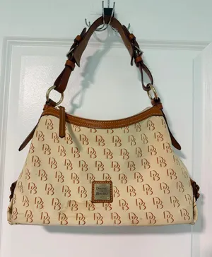 Dooney & Bourke Vintage Cream & Brown Hobo Bag thumbnail 1