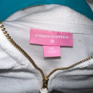 Stoney Clover Lane x Target Cropped Terry Quarter‎ Zip XS White Heart Zipper thumbnail 4