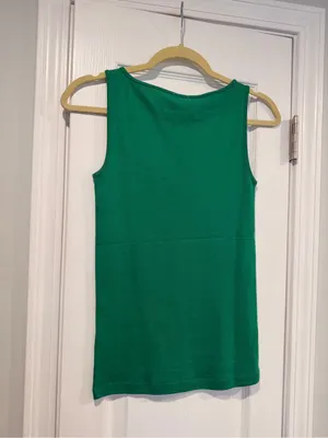 NWOT J. Crew Size XS Mid Weight Boat Neck Kelly Green Knit Cotton Tank Top thumbnail 4