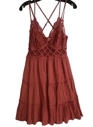 Brand New In Bohemian Burnt Orange Skater Dress Size S thumbnail 1