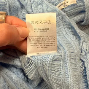 Peppermayo Angels Wing Mini Dress Light Blue Distressed Knit Cutout S/M NEW thumbnail 8