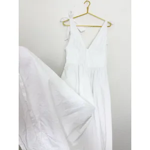 Zara White Poplin Tie Strap Midi Dress Large Milkmaid Corset Drop Waist 0881/334 thumbnail 13