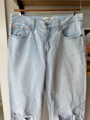 Levi's Low Pro Straight Light Wash Denim Jeans Distressed Knee Rips Size 28 thumbnail 4