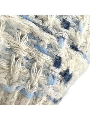 FRNCH Woven Knit Metallic Thread Crewneck Sweater Cream Blue Size S/M NWOT thumbnail 4