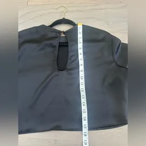 H&M Black Satin Long Sleeve Cropped Blouse thumbnail 6