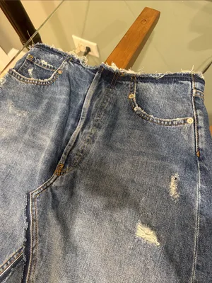 Zara mini jean denim skirt distressed premium denim collection skirt size small! thumbnail 3