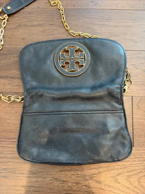 Tory Burch Black Leather Crossbody with Gold-Tone Logo and Chain - C39-182 thumbnail 10