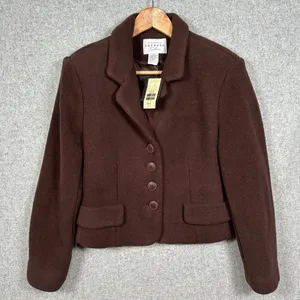 Vintage Women Express Campagnie Fleece Blazer Jacket Medium Brown NWT Academia‎ thumbnail 3