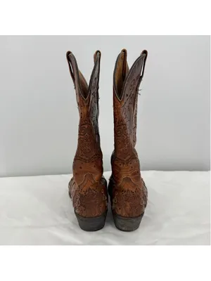 Sterling River Cowboy Boots Brown Leather Embroidery 11” Shaft Western Size 6.5 thumbnail 6