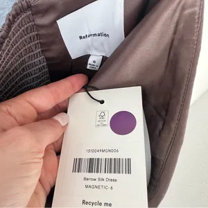 NWT Reformation Barrow Silk Maxi Dress in Magnetic Brown thumbnail 7