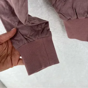 On The Road Mauve Pink Faux Suede Lace Up Zip Front‎ Bomber Jacket thumbnail 5