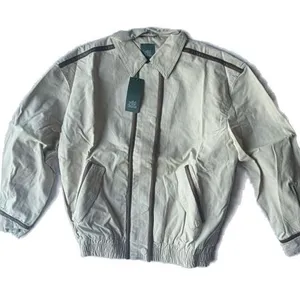 Wild Fable Beige Cotton Blend Bomber Jacket with Brown Trim thumbnail 1