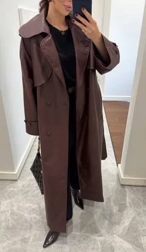  Burgundy Trench Coat thumbnail 6