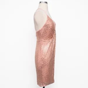 Liv Foster - Rosy‎ Peach Sequin Draped Plunge V-Neck Mini Dress thumbnail 4