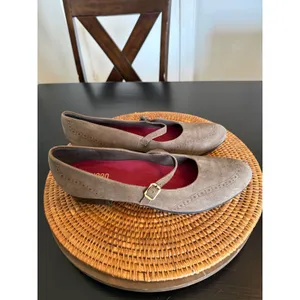 Munro American Womens 14 M Taupe Suede Mary Jane Brogue Block Heel‎ Pumps Shoes thumbnail 2