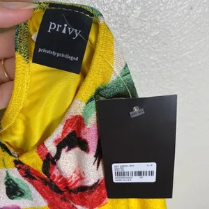 Privy Yellow Tropical Floral Strappy Bodycon Dress thumbnail 3