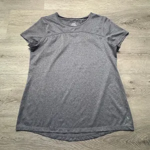 Danskin Now Womens Grey Heather Dri-More Activewear‎ Top Back Cutout Large 12-14 thumbnail 1