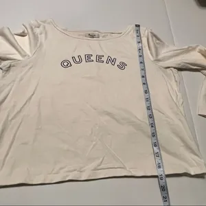 Madewell Queens Womens Size Medium Cream Long‎ Sleeve Crewneck Popover Shirt Top thumbnail 7